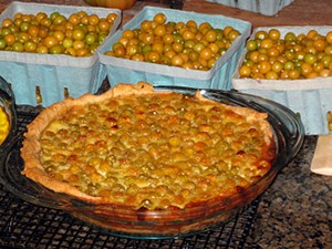 A fresh-baked ground cherry pie and enough fruit for three more pies