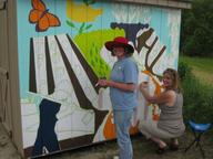 Suz and Marcia working on mural