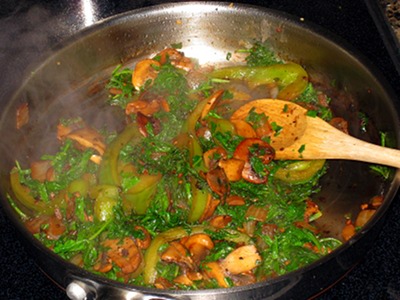 Sautéed garlic, onions, mushrooms, peppers, mustard.